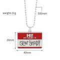 Trend Rapper Eminem Keychain Letter Hi My Name Is Slim Shady Metal Badge Pendant Neck Chain Collar Fashion Jewelry Accessories. 