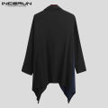 INCERUN Cotton Men's Loose Long Cardigan Gothic Punk Cape Patchwork Jackets. 