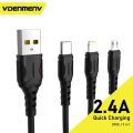 Charger 3 in 1 USB Cable for iPhone, All Android Phones Micro USB and Type C Multi Cord with Lighting for iOS Gadgets, Premium Nylon and Aluminum Braided Materials Multi Charging Connector for all wireless devices. 