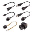 circular screw panel mount waterproof usb c type c connector d type chassis mount usb c type c waterproof cable adapter. 