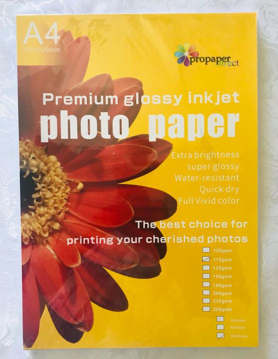 Photo Paper A4 Size 100 GSM 100 Sheets Per Pack Inkjet Glossy