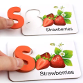 Wooden Early Education Baby Learning ABC Alphabet Letter Cards Educational Toys for Kids Fruit Vegetable Puzzle. 
