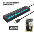 USB Hub,Isightguard 7-Port USB 3.0 Hub with Individual LED lit Power Switches. 