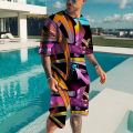 Summer New Fashion 2 Piece Activewear Men Oversized Clothes Vintage Beach Style 3D Print T Shirts Men Suits T Shirt Shorts. 