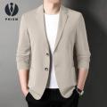 Prism Men Lightweight Suit Coat Men's Formal Business Suit Coat Lapel Long Sleeve Jacket Anti-wrinkle Solid Color Cardigan Style Formal Occasion Suit Coat. 
