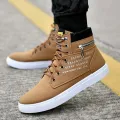 Lace High Snake Pattern Suede High-top Men's Shoes Comfortable Men Fashion Sports Shoes. 