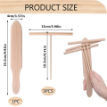 4 Piece Spatula Set Wooden T Sticks for Spreading Pancake Batter Wood Color Kitchen Tool Utensils for Uniform Crepe Maker. 