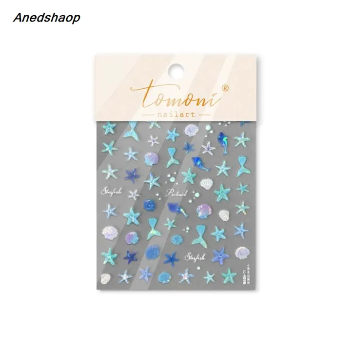 Anedshaop Jelly Nail Art Stickers, Relief Nails Decorations, Dolphin ...