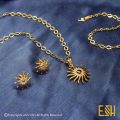 Gold Plated 18/24 INCH 4MM LINK Chain with sun Theme Pendent and Earrings and 04mm Bracelet Party Wedding Send it as a gift or keep it as a lovely collection. 