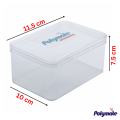 Polymate Crystal Storage Box 1L for DIY Kitchen Tools Transparent 1 Liter Square Plastic Box with Lid. 
