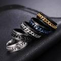 Glamon Stainless Steel Spinning Rings For Men High Quality Rotatable Gold Silver Black Chain Jewelry Rotating Rings Men Gift. 