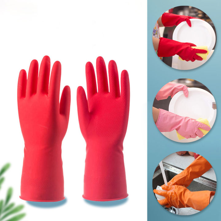 Female waterproof rubber latex dishwashing gloves kitchen durable cleaning housework chores dishwashing tools