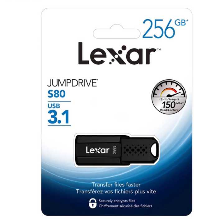 Lexar JumpDrive S80 32GB/64GB/128GB/256GB USB 3.1 Flash Drive, Up to 130-150MB/s (3 years Warranty)