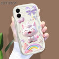 Hontinga for Samsung A06 Back Cover Pink Cat Phone Case Cream Texture Wavy Edge Soft Mobile Cover. 