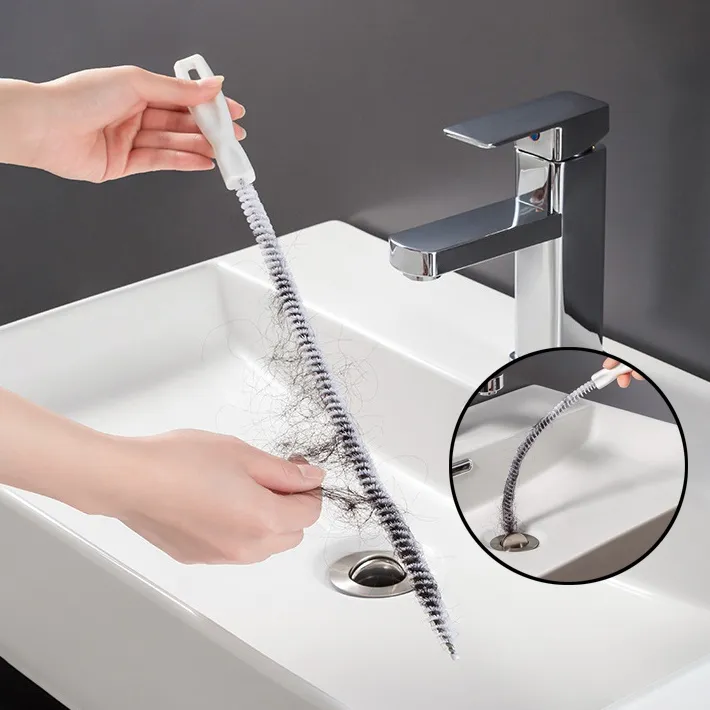 45cm foldable pipe dredge drain sink hair brush cleaner sewer filter ...