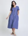 Spring & Summer Square Neck Dress with Front Pockets. 