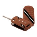 Keyzone® Striped Silicone Key Cover Compatible for Mahindra Marazzo, Scorpio-N, Bolero, Scorpio, TUV300 Plus, Thar, XUV400, XUV700, XUV300 3 Button flip Key (Brown) SAM2. 