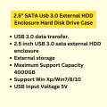 2.5 Inch SATA External Hard Drive Enclosure Case for Laptop (Hard Disk Not Included). 