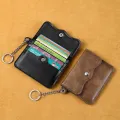 Portable Card Bag Cow Leather Men's And Women's Card Bag Coin Purse Slim Credit Card ID Holder Pocket Wallet For Men And Women Cherry Super Store. 