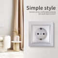 Silvery Classic 250V Plugs Socket Electrical Outlets Wall Embedded AC With Ground EU Standard Power Sockets Retardant 250V. 