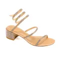 【ZOSR】 Gladiator sandals for women Ladies lace-up sandals 2022 new rhinestone snake -shaped belt sandals female summer rough -toe Roman entanglement and tie around the fairy style. 
