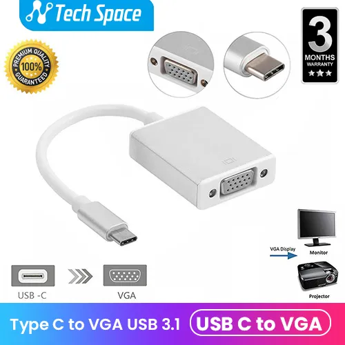 USB C to VGA Adapter Type c to VGA Cable USB 3.1 USB type C Male to VGA Female connecting cable