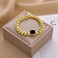【Super Sale】Personality Exaggerated Steel Thick Chain Necklace Niche All-match Black Square Chain Necklace Color-free Accessories. 