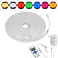 NEW Soft Flexible LED Strip Lights 12V Neon Rope Lights Waterproof Dimmable Lamp Tape RF Remoter Home Living Room Wedding Decor Gift. 
