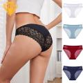 Seamless Lace Briefs Lace Seamless Women's Panties Breathable Anti-septic Underwear Briefs for Thin Underpants. 