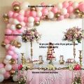 Pink Balloon Arch Garland Kit - 100 Pcs White Pink Gold Latex Balloons for Baby Shower Wedding Birthday Graduation Anniversary Bachelorette Party Background Decorations. 
