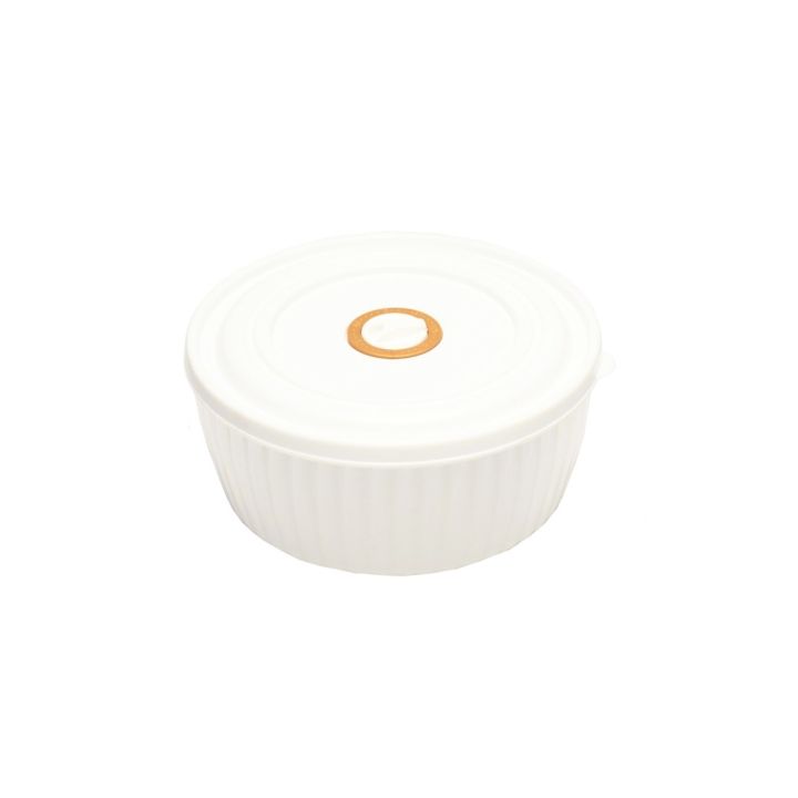 Transparent Plastic Food Container (ROUND) High Quality Durable Microwavable Attractive Corrugated Shape Visual Kitchen Grain Spicy Curry Lunch Box