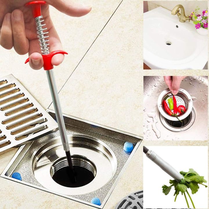 Flexible Grabberable Pickup Tool, Retractable Claw Stick, Snake & Cable Aid, Use to Grab Trash & a Drain Auger to Unclog Hair from Drains, Sink, Toilet & Clean Dryer Vents LSW