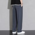 Draping Ice Silk Casual Pants Men's Summer Thin Loose Straight Fashion Men's Clothing Sports Wide Legs Boys Long Pants. 