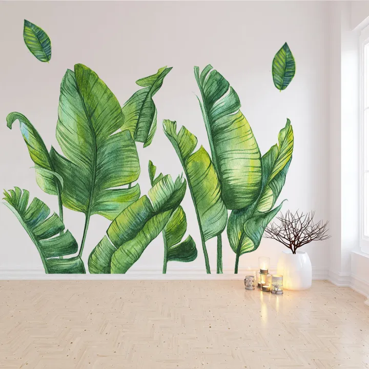 Surface%20Waterproof%20Background%20Home%20PVC%20Nursery%20Strong%20Stickiness%20Stickers%20Mural%20Art%20Home%20Decor%20Green%20Leaves%20Plant%20-%20Image%203