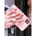 LECOMES for Samsung Galaxy A12 Back Cover with Love Heart Bracelet Chain Luxury 6D Plating Shiny Soft Silicone Mobile Phone Case Pouch Girls. 