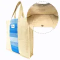 Heavy Duty Canvas Tote Bag - Blue Stripe - 14.5 inches (L) * 3 inches (W) * 16 inches (H). 