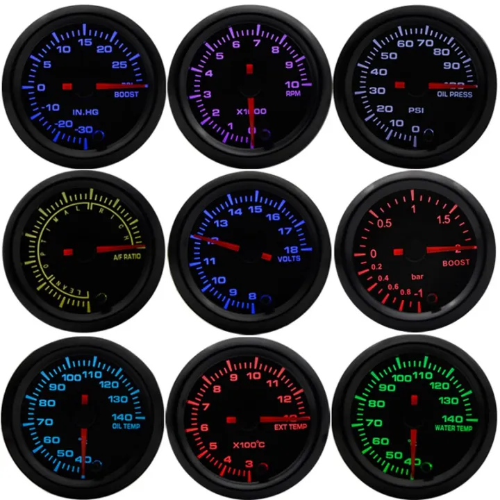 %E3%80%90Boost%E3%80%91%202"%2052mm%207%20LED%20temp/Oil%20pressure/Voltmeter/Air%20fuel%20ratio/EGT/Tachometer%20RPM%20Gauge%20+Gauge%20Pods%20-%20Image%202