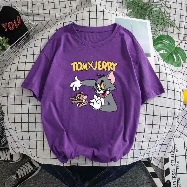 Cat And MouseTT-shirt Men's Tom Jerry Cartoon Cartoon Short Sleeve Cotton Youth Student Couple Summer Wear