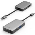 Wiwu Alpha 513HVP 5 in 1 USB-C To 4K Projector  3.5mm Jack  PD Charger  VGA Ports  USB 3.0 Laptop Adapter Universal Docking Station. 