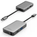 Wiwu Alpha 513HVP 5 in 1 USB-C To 4K Projector  3.5mm Jack  PD Charger  VGA Ports  USB 3.0 Laptop Adapter Universal Docking Station. 