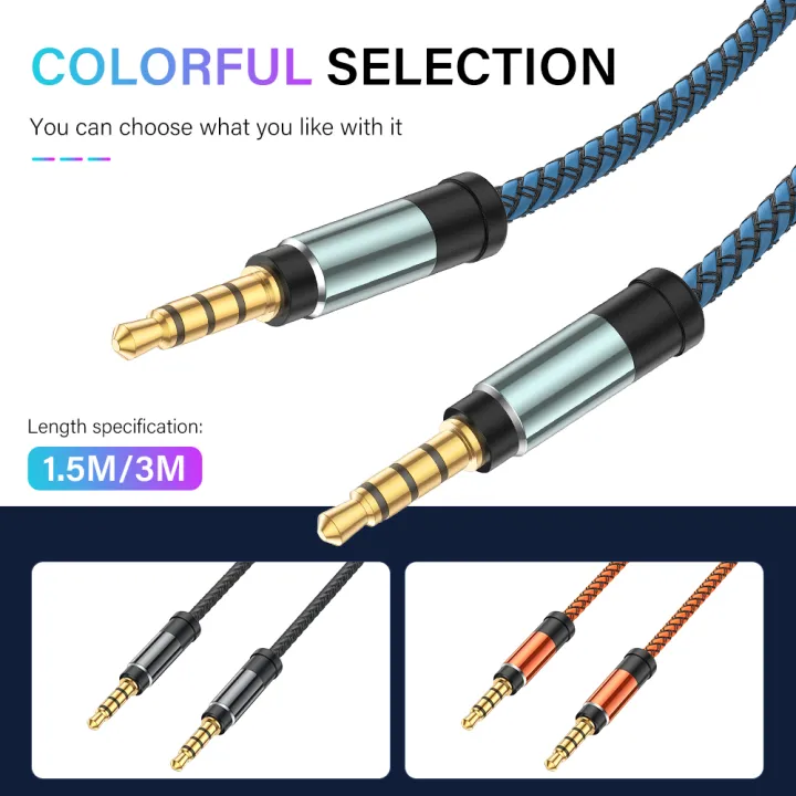 3m%20Jack%203.5mm%20AUX%20Cable%20Audio%20Cable%203.5%20mm%20Jacks%20Speaker%20Cable%204%20Poles%20Nylon%20Braided%20Headphones%20Car%20MP3%20AUX%20Cord%20Extension%20male%20-%20Image%206