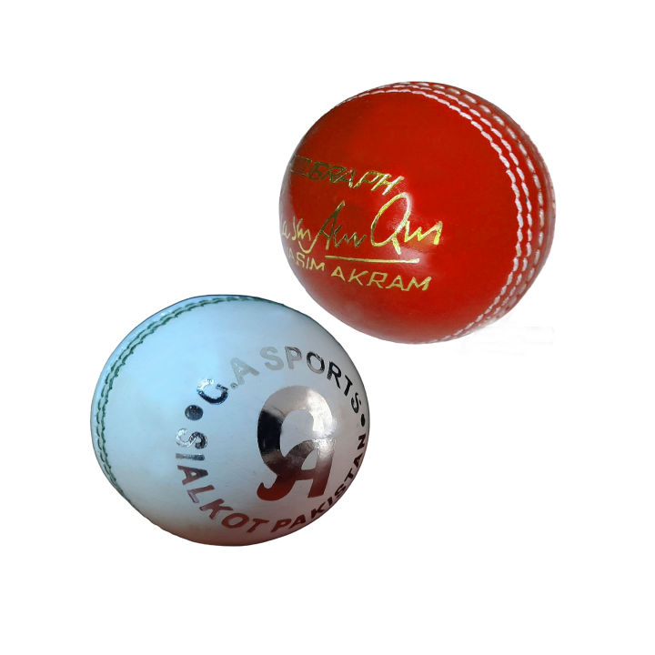 Original Genuine Leather Ball CA Attack & Gray-Nicolls & Wasim Akrm 156g (5 1/2 Oz) Red and White Colours.