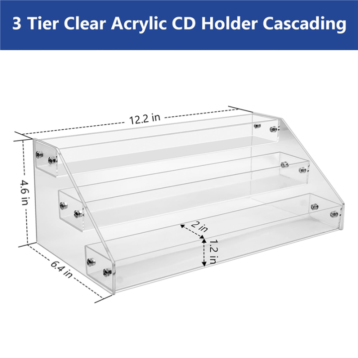 3X%203%20Tier%20Clear%20Acrylic%20CD%20Holder%20Cascading%20CD%20Storage%20Rack%20-%20Image%202