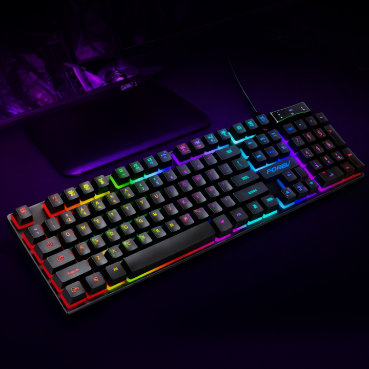Rosfar R260 RGB Gaming Keyboard – R260 Suspension 7 Colourful Backlit 104 Keys USB ...