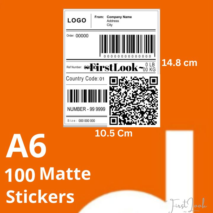 100 Blank Stickers A6 Matte  | For Courier Bag and Flyer Label Printing size 10.5cm x 14.8 cm