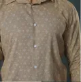Beige Printed Casual L/S Shirt. 