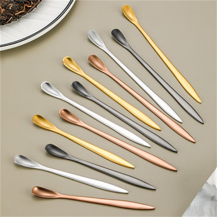 Stainless Steel Two In One Teaspoon Home Coffee Tea Stirring Spoon Long ...
