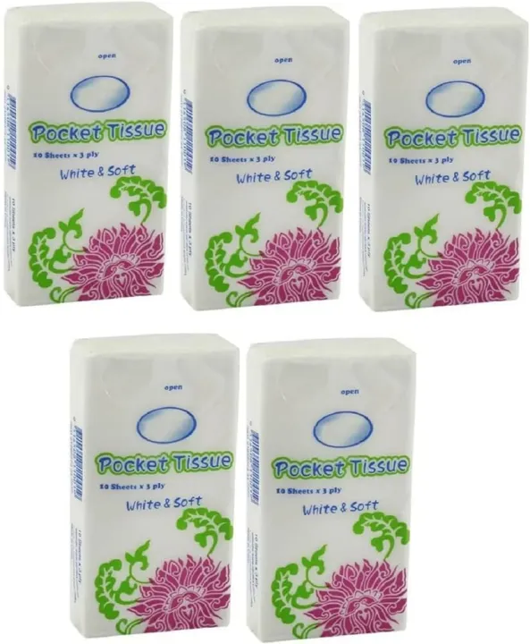 5 Pocket Tissues Packs Buy 1 Get 4 Free Buy one Get Four  Free Mini Portable Handkerchief Pulp Paper Pocket Tissues for Women
