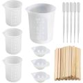 Silicone Measuring Cups for Epoxy Resin, Reusable Mixing Cups Jugs Resin Casting Container with Mixing Sticks for Resin. 