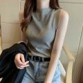 Women/ Ladies / Girls Trending High Quality Cotton Fabric, Turtle Neck, Casual Party Wear Sleeveless Turtle Neck Top  Tight Tank Crop Top / T-Shirt/ Short Blouse In White, Ash And Black Colors In S, M, L, Xl Free Sizes. 